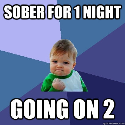 Sober for 1 night Going on 2  Success Kid