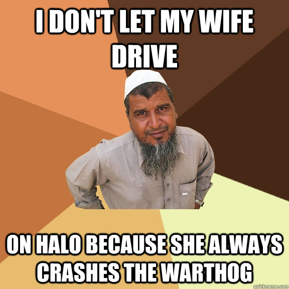 I don't let my wife drive on Halo because she always crashes the warthog - I don't let my wife drive on Halo because she always crashes the warthog  Ordinary Muslim Man