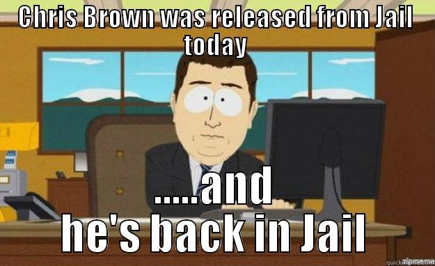 CHRIS BROWN WAS RELEASED FROM JAIL TODAY .....AND HE'S BACK IN JAIL aaaand its gone