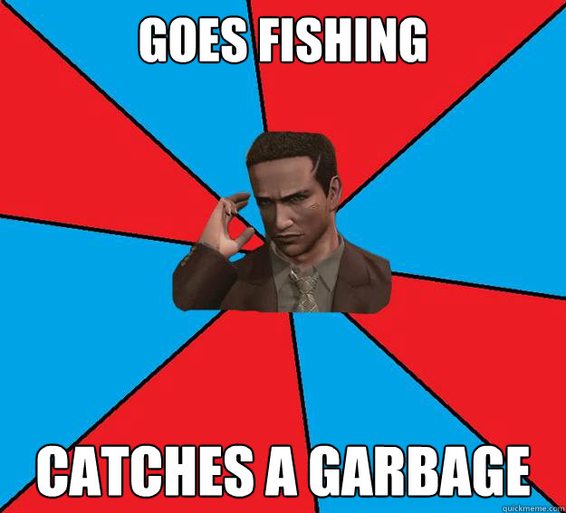 goes fishing catches a garbage  Deadly premonition