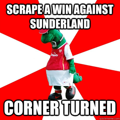 scrape a win against sunderland corner turned  GUNNERSAURUS