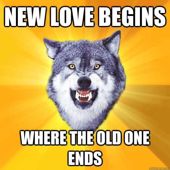 New love begins  where the old one ends  Courage Wolf