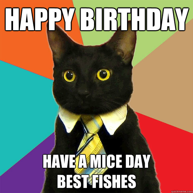 HAPPY BIRTHDAY HAVE A MICE DAY
BEST FISHES  Business Cat