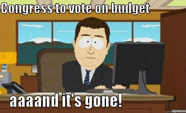 CONGRESS TO VOTE ON BUDGET                AAAAND IT'S GONE!                    aaaand its gone