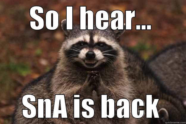 SO I HEAR... SNA IS BACK Evil Plotting Raccoon