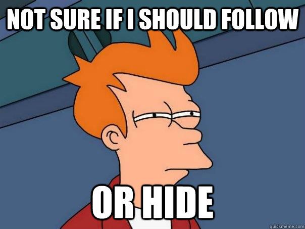 Not sure if i should follow OR HIDE  Futurama Fry