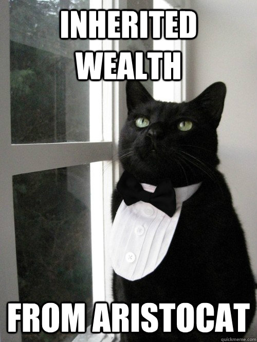 Inherited wealth  from aristocat  One Percent Cat