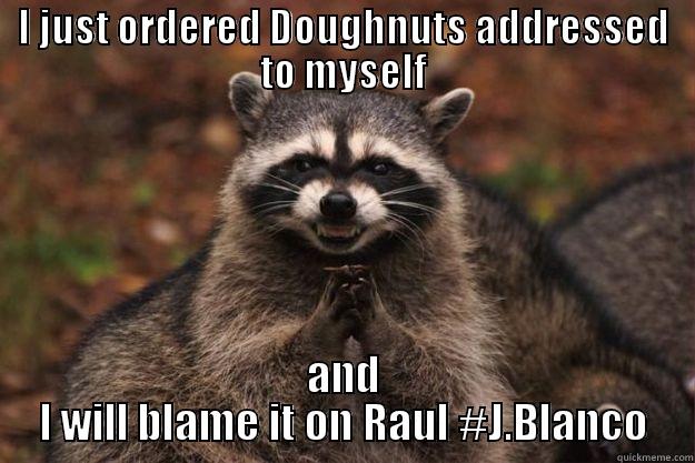 I JUST ORDERED DOUGHNUTS ADDRESSED TO MYSELF AND I WILL BLAME IT ON RAUL #J.BLANCO Evil Plotting Raccoon