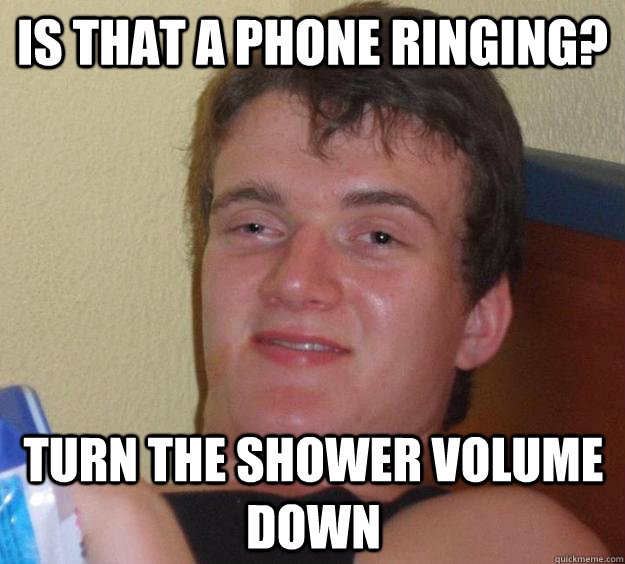 Is that a phone ringing? Turn the shower volume down - Is that a phone ringing? Turn the shower volume down  10 Guy