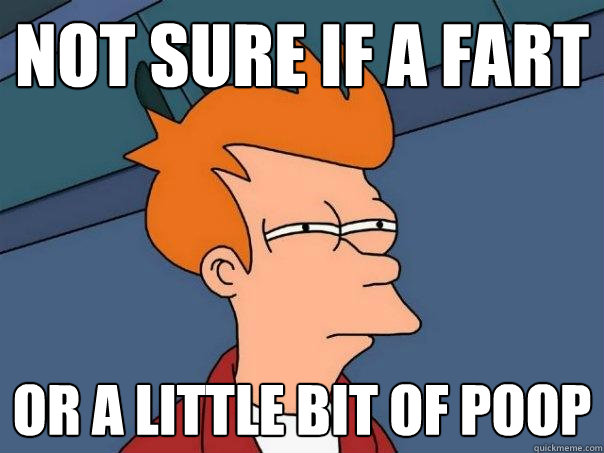 not sure if a fart or a little bit of poop  Futurama Fry