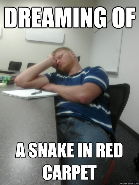 dreaming of  a snake in red carpet - dreaming of  a snake in red carpet  Sleeping ginger