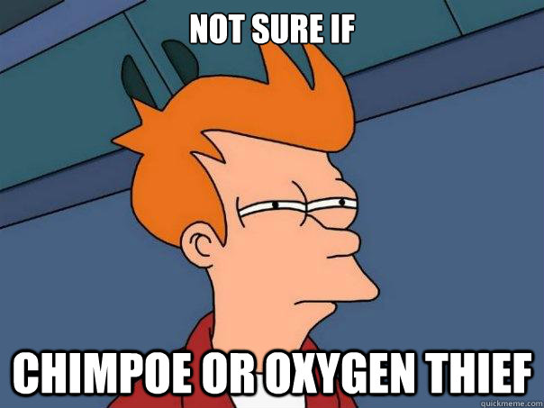 Not sure if chimpoe or oxygen thief  Futurama Fry