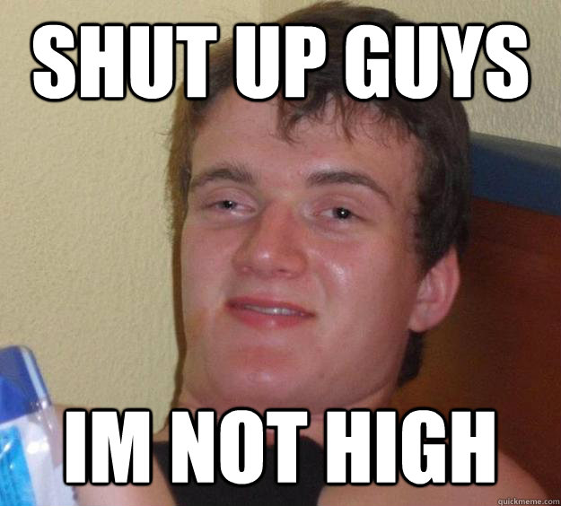 shut up guys im not high  10 Guy