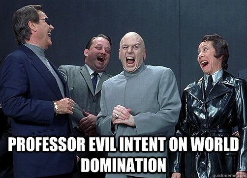  Professor Evil intent on world domination  Dr Evil and minions