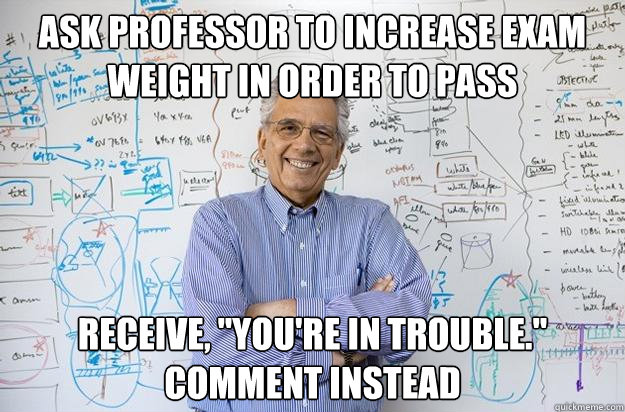 Ask professor to increase exam weight in order to pass receive, 