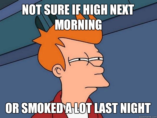 Not sure if high next morning Or smoked a lot last night  Futurama Fry