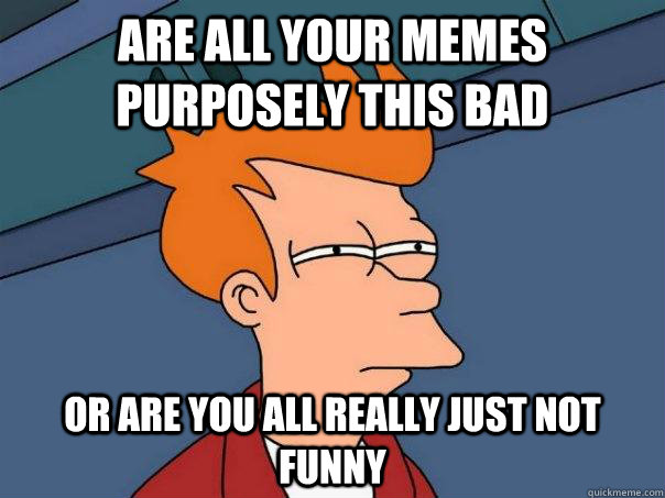 are all your memes purposely this bad or are you all really just not funny  Futurama Fry