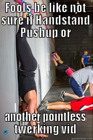 Fit and Flexible - FOOLS BE LIKE NOT SURE IF HANDSTAND PUSHUP OR ANOTHER POINTLESS TWERKING VID Misc