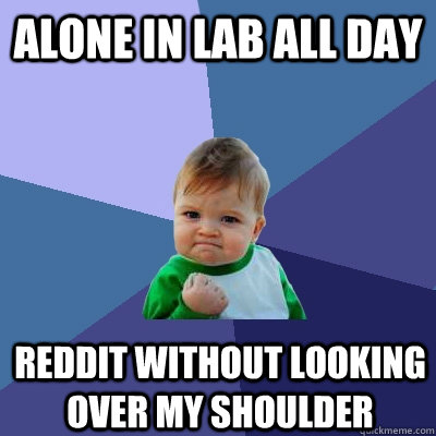 Alone in lab all day reddit without looking over my shoulder  Success Kid