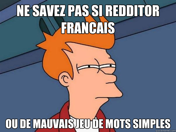 ne savez pas si redditor francais ou de mauvais jeu de mots simples  Futurama Fry