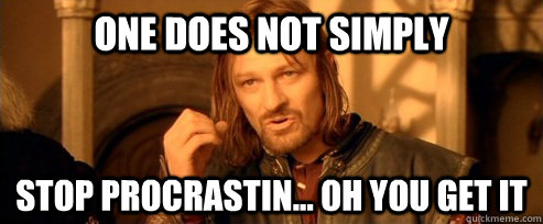 One does not simply Stop Procrastin... OH YOU GET IT  One Does Not Simply