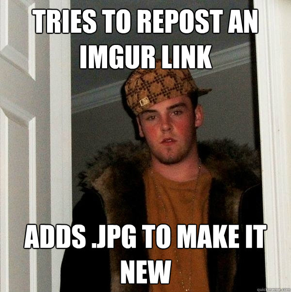 tries to repost an imgur link adds .jpg to make it new - tries to repost an imgur link adds .jpg to make it new  Scumbag Steve