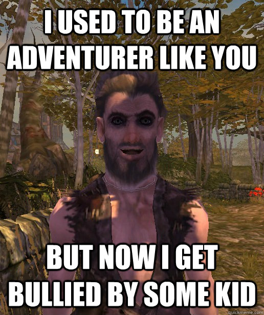 i used to be an adventurer like you But now I get bullied by some kid  Fable