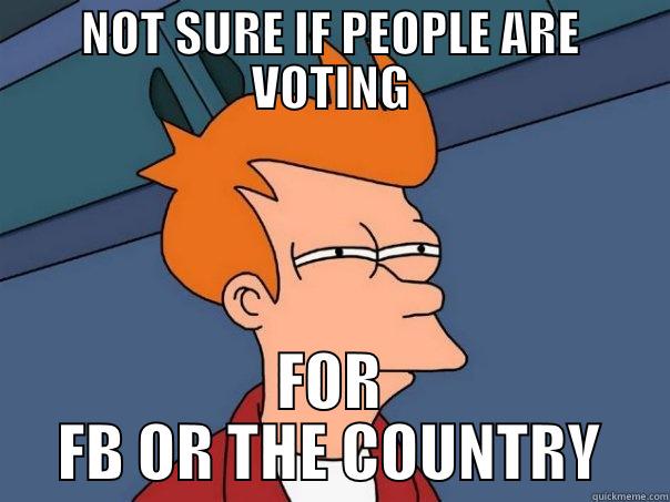 NOT SURE IF PEOPLE ARE VOTING FOR FB OR THE COUNTRY Futurama Fry