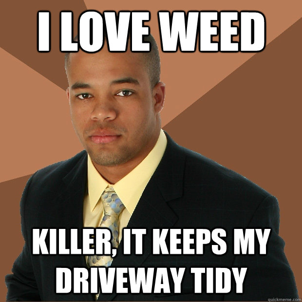 I love weed killer, it keeps my driveway tidy  Successful Black Man