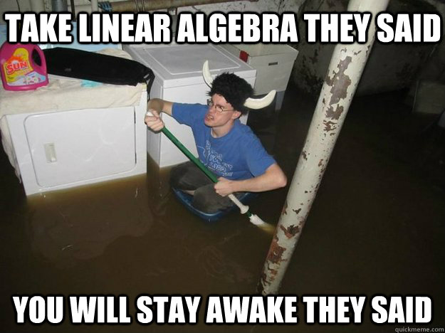 take linear algebra they said you will stay awake they said - take linear algebra they said you will stay awake they said  Do the laundry they said