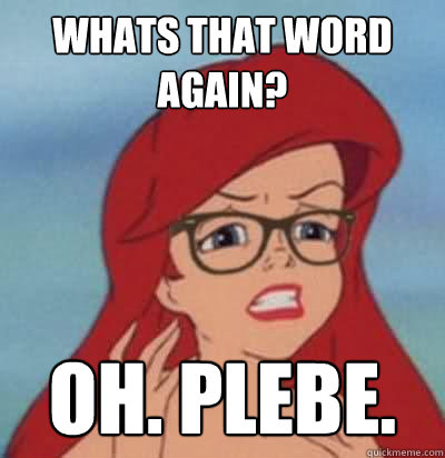 whats that word again? Oh. plebe.  Hipster Ariel