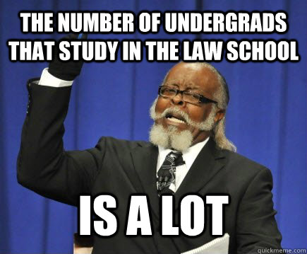 the number of undergrads that study in the law school is a lot - the number of undergrads that study in the law school is a lot  Too Damn High