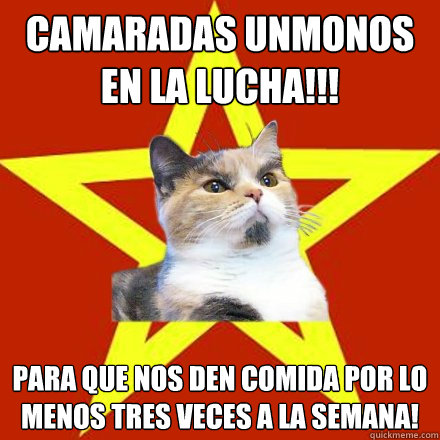 Camaradas unámonos en la lucha!!! Para que nos den comida por lo menos tres veces a la semana!  Lenin Cat