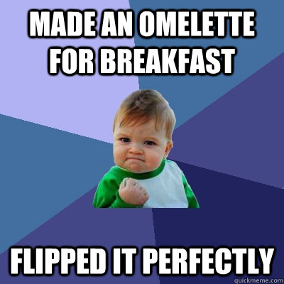 Made an omelette for breakfast Flipped it perfectly  Success Kid