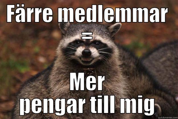 FÄRRE MEDLEMMAR = MER PENGAR TILL MIG Evil Plotting Raccoon