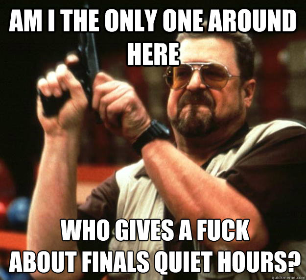 am I the only one around here who gives a fuck
about finals quiet hours?   Angry Walter