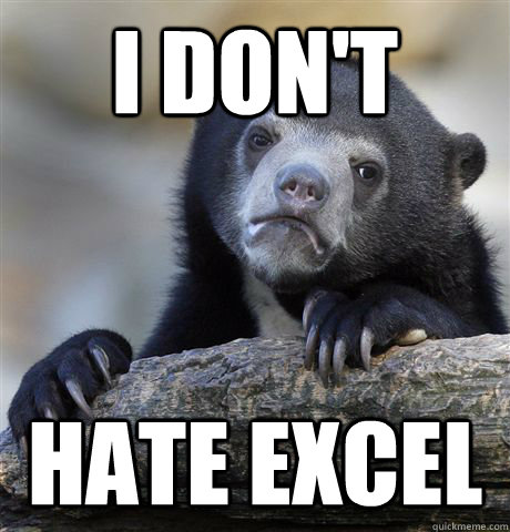 i don't hate excel  Confession Bear