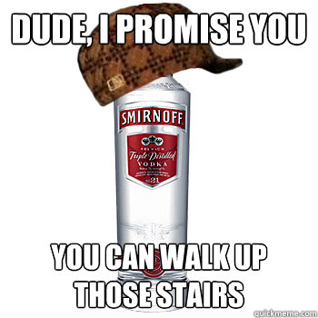 Dude, I promise you You can walk up those stairs  Scumbag Alcohol