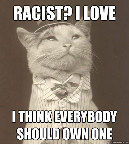 Racist? I love black people I think everybody should own one  Aristocat