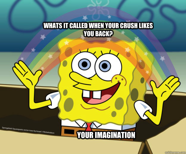 Whats it called when your crush likes you back? Your imagination  Spongebob Imagination