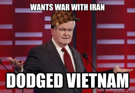 wants war with iran dodged vietnam  