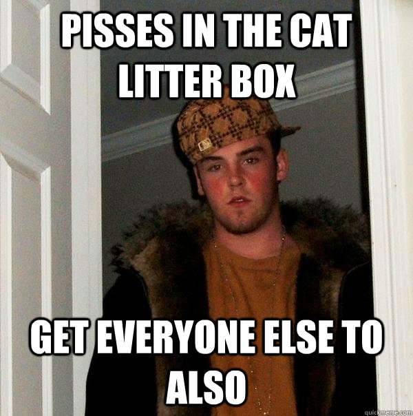 Pisses in the cat litter box Get everyone else to also - Pisses in the cat litter box Get everyone else to also  Scumbag Steve