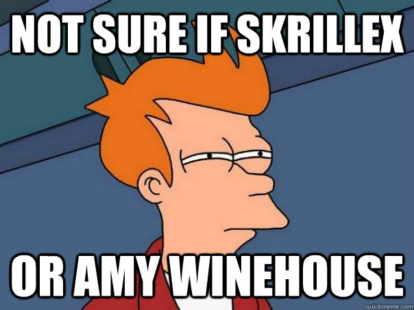 Not sure if skrillex or amy winehouse  Futurama Fry