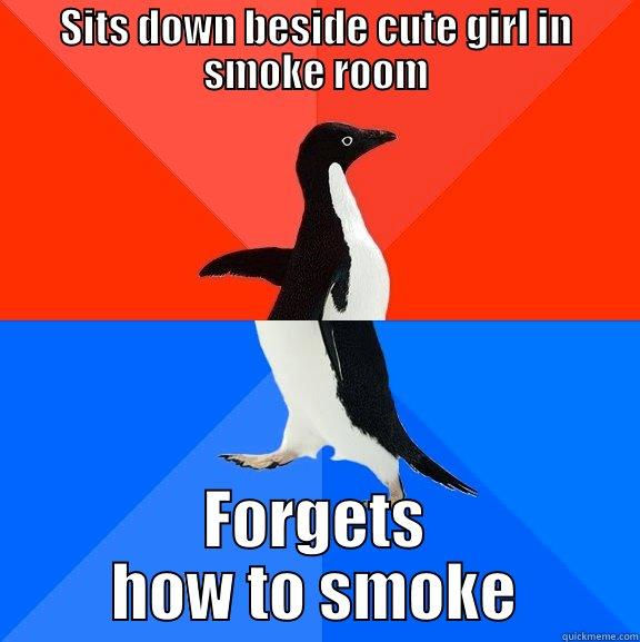 Sits down beside cute girl in smoke room - SITS DOWN BESIDE CUTE GIRL IN SMOKE ROOM FORGETS HOW TO SMOKE Socially Awesome Awkward Penguin