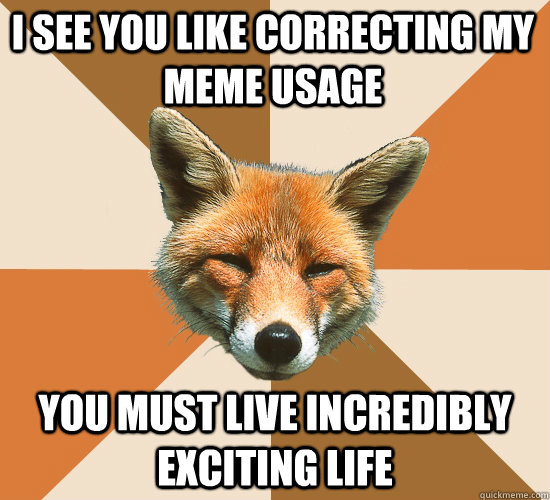 i see you like correcting my meme usage You must live incredibly exciting life  Condescending Fox