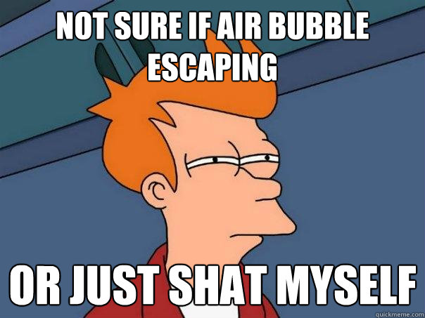 Not sure if air bubble escaping Or just shat myself - Not sure if air bubble escaping Or just shat myself  Futurama Fry