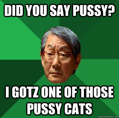 did you say pussy? i gotz one of those pussy cats  High Expectations Asian Father