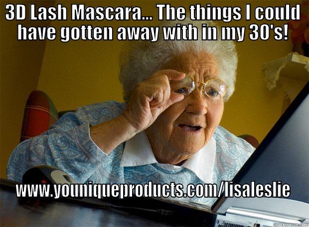 Granny discovers 3d mascara - 3D LASH MASCARA... THE THINGS I COULD HAVE GOTTEN AWAY WITH IN MY 30'S! WWW.YOUNIQUEPRODUCTS.COM/LISALESLIE Grandma finds the Internet