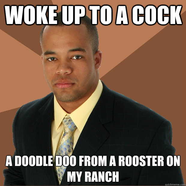 Woke up to a cock a doodle doo from a rooster on 
my ranch  Successful Black Man