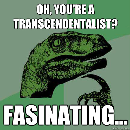 Oh, you're a transcendentalist? Fasinating...  Philosoraptor